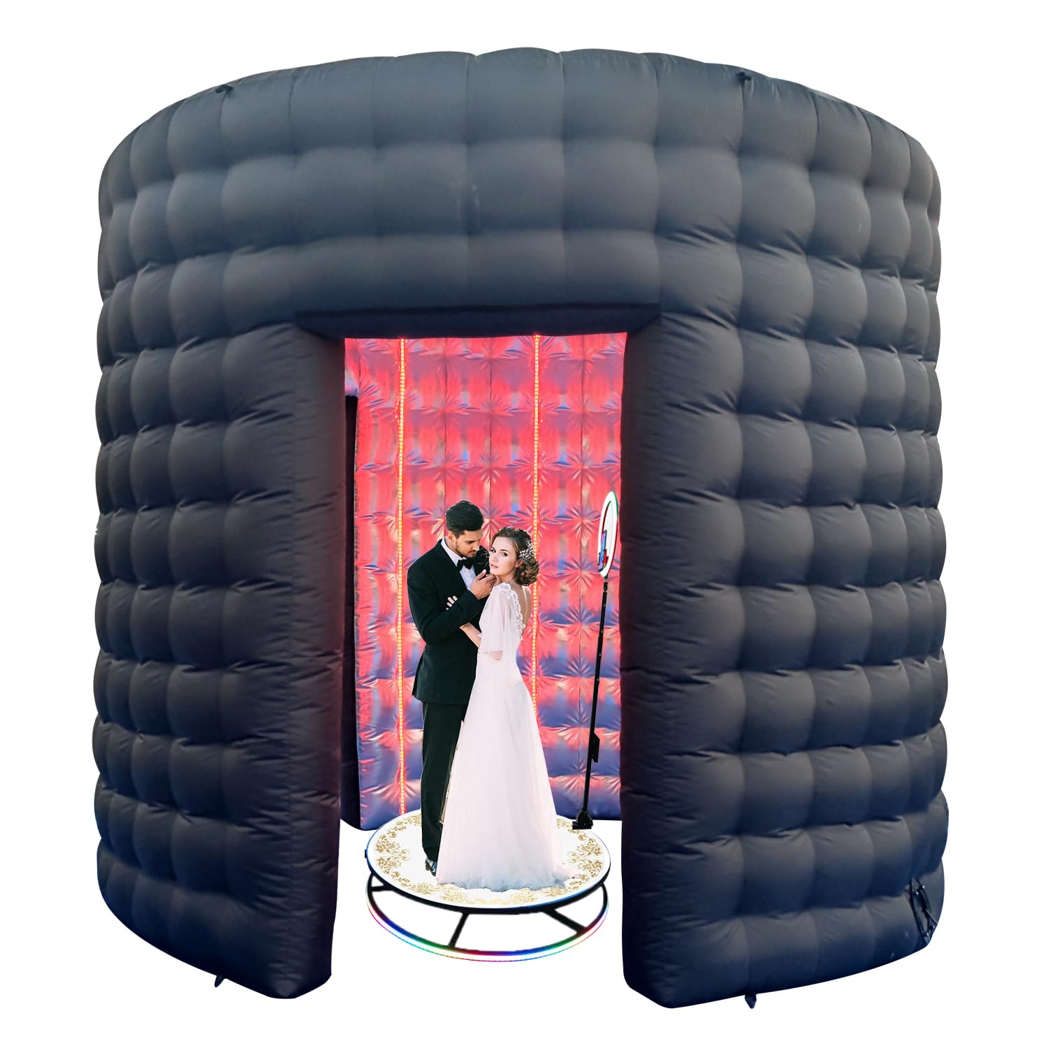 SAYOK 10ft Diameter Round Inflatable LED 360 Photo Booth Enclosure with LED Lights & Blower, 360 Photo Booth Backdrop for Wedding, Party, Birthday, Exhibition